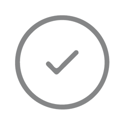 Circle with checkmark, convenient time icon.