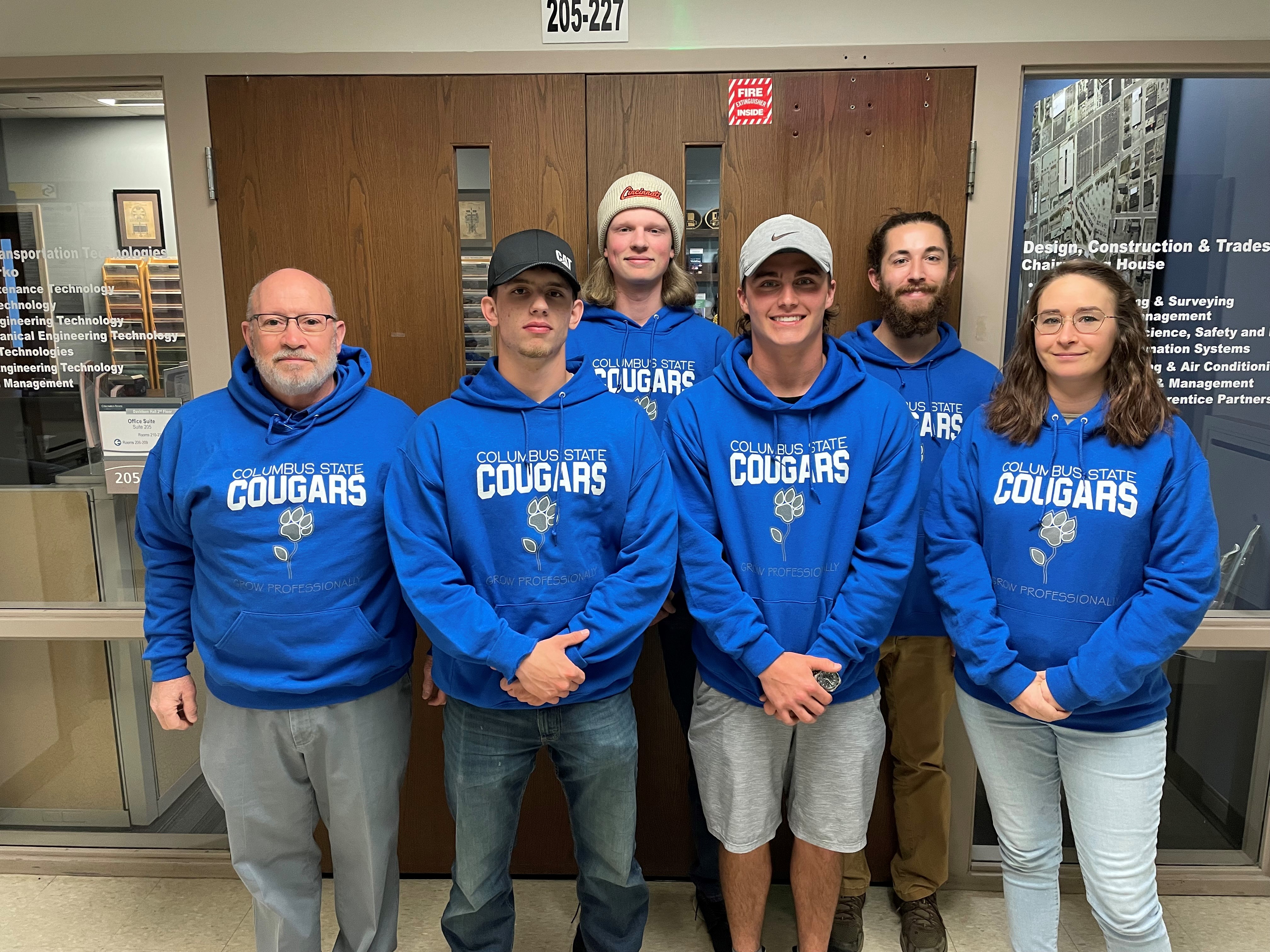 Pictured, left to right, Professor Dick Ansley, and students AJ McCoy, AJ Lightfoot, Owen Forchione, Ryan Bodley, and Kristen McDonald.