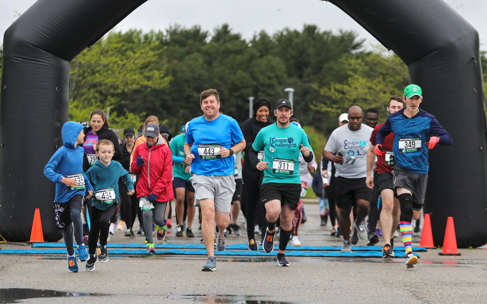 Runners take off as the annual 5K got under on Saturday, May 7 on the Delaware Campus. Brett Welsh, wearing the light blue shirt and number 443, finished in first place with a time of 19 minutes and 16 seconds. Welsh is the director of Student Engagement & Inclusion.