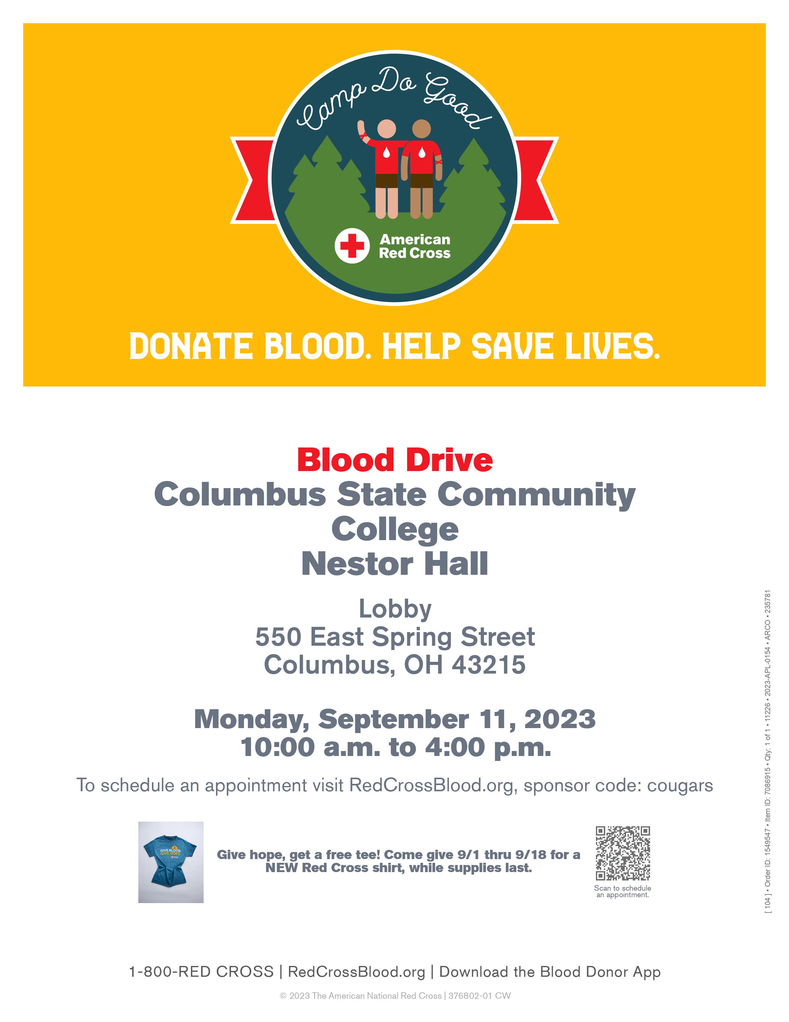 Blood drive Sept. 11 | Columbus State Community College