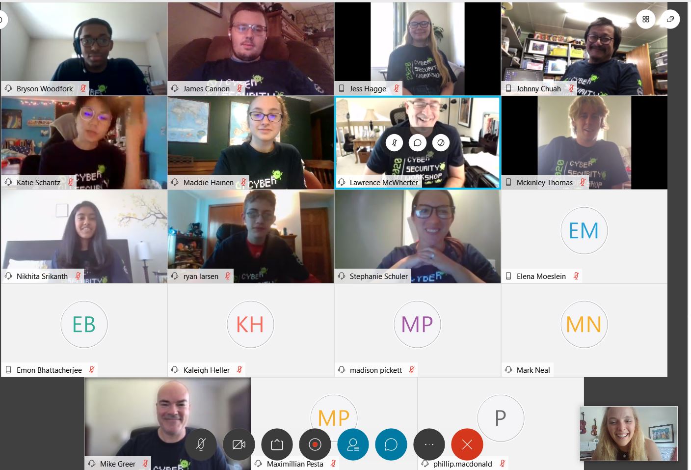 A screen shot of the participants in the virtual event.