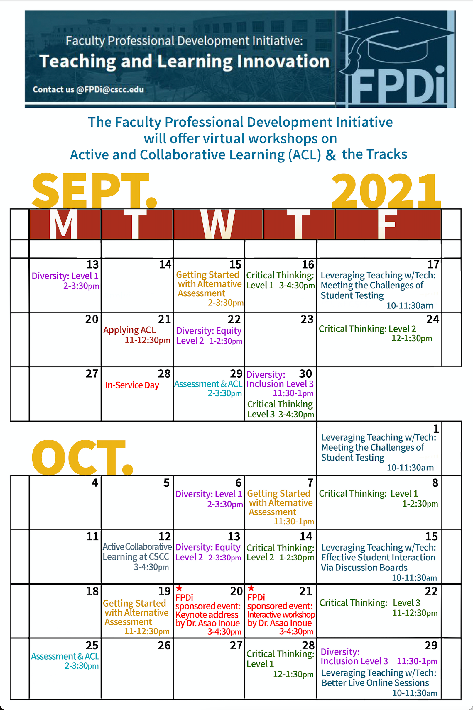 The FPDi autumn schedule for September and October.