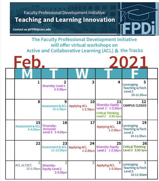 A list of the workshops in February.