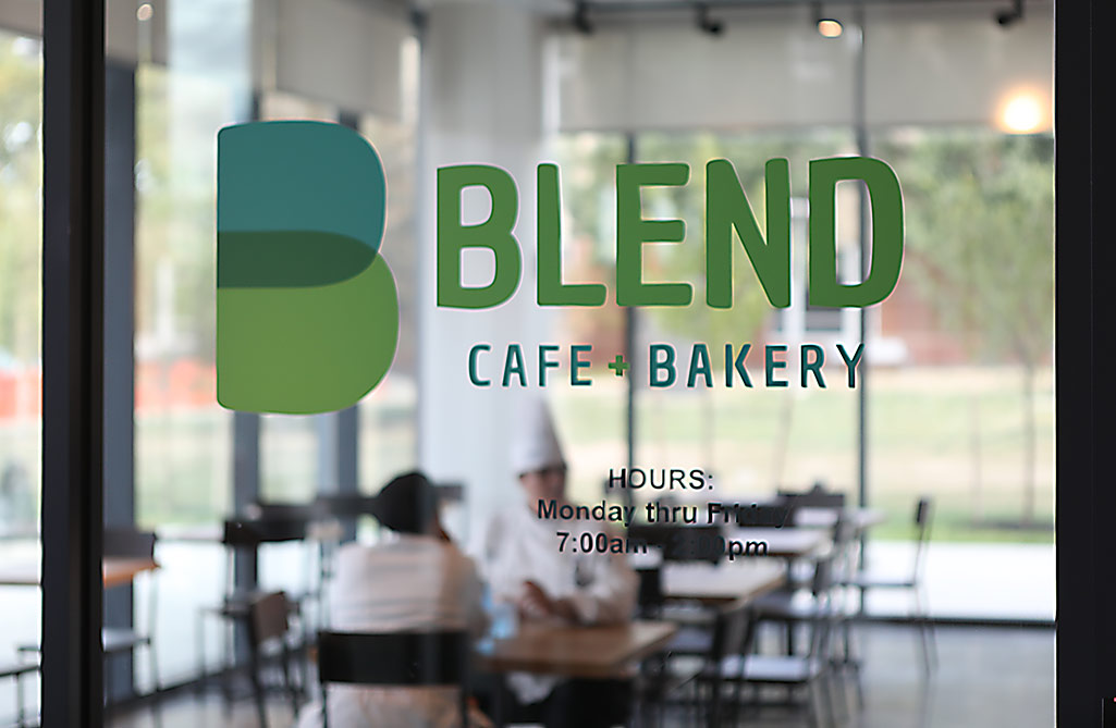 photo of Blend logo on glass